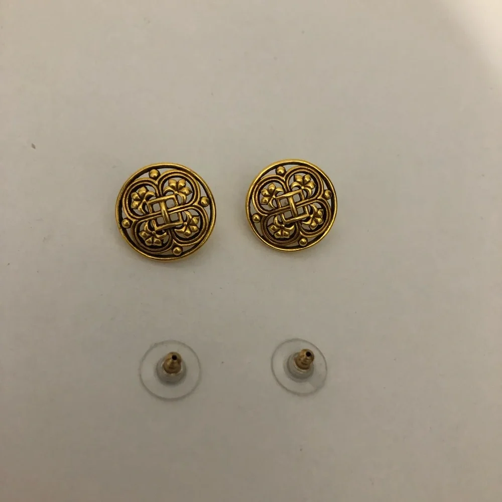 MMA Metropolitan Museum Of Art Gold-Tone Floral Knot Round Stud Earrings